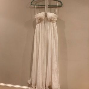 White halter gown with beaded accents